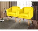 Ver imagem 1 de Kit 2 Poltronas para Sala Recepção Escritório Consultório Suede Amarelo