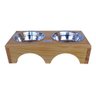 Comedouro Pet Elevado Duplo P - Potes Inox Madeira Lapa - 1