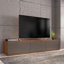 Ver imagem 3 de Rack Bancada Eros para TV 60" 180cm MDF-MDP Cinza Pérola-Noce Casa D Móveis