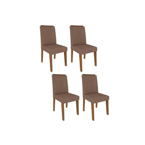 Cadeira Sala de Jantar Nicole Kit 4 Un Savana/Suede Pluma - Cimol