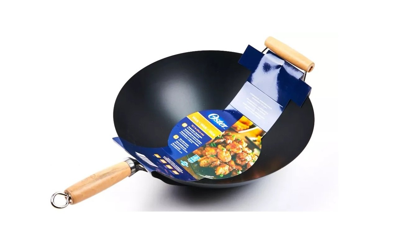 Panela Wok tradicional antiaderente 35cm cabo de madeira Oster - 3