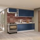 Ver imagem 1 de Armário de Cozinha Completa 100% Mdf 300cm Branco/azul Profundo Celeste Kappesberg