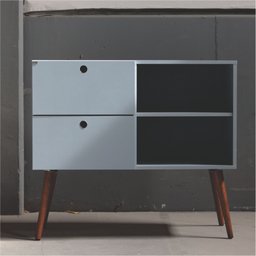 Aparador 02 gavetas 1 nicho com pés palito Azul Sereno - Mdf Arauco - 1