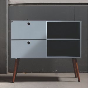 Aparador 02 gavetas 1 nicho com pés palito Azul Sereno - Mdf Arauco
