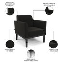 Ver imagem 3 de Sofá Namoradeira e 2 Poltronas Base Madeira Preto Maressa Suede Preto - Ibiza