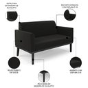 Ver imagem 4 de Sofá Namoradeira e 2 Poltronas Base Madeira Preto Maressa Suede Preto - Ibiza