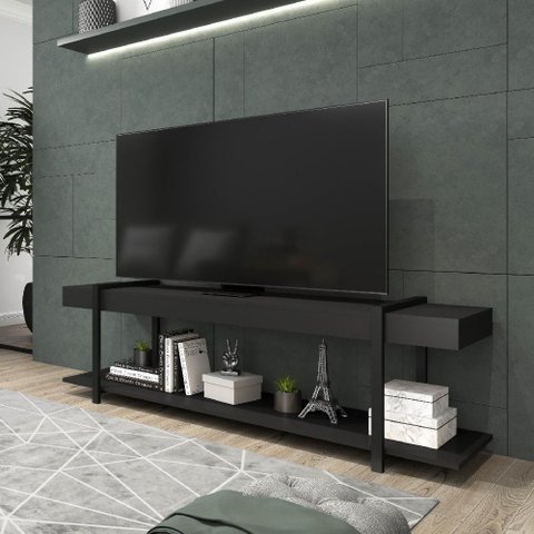 Rack para Tv Habitat Preto e Tubos Pretos Carraro