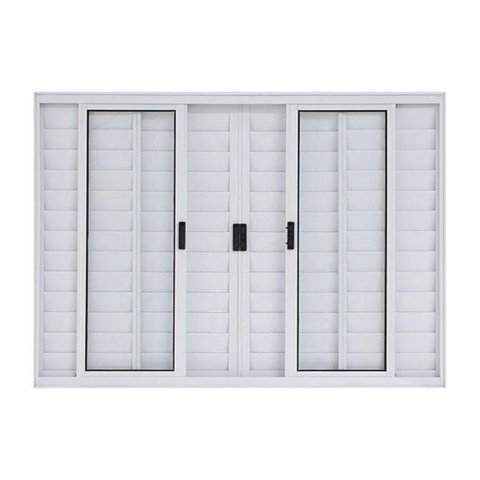 Janela de Correr Alumínio Branco 06 Folhas Veneziana Classic - 100x200