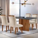 Ver imagem 1 de Sala de Jantar Mesa 120cm Mdf Vidro Canto Reto 4 Cadeiras