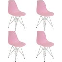 Ver imagem 1 de Kit 4 Cadeiras Charles Eames Eiffel Base Metal Cromado Rosa