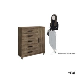 Cômoda Sapateira Gaveteiro Multiuso 1 Porta 5 Gavetas Rústico - 5