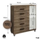 Ver imagem 4 de Cômoda Sapateira Gaveteiro Multiuso 1 Porta 5 Gavetas Rústico