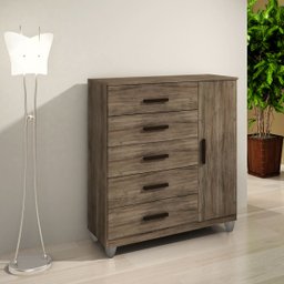 Cômoda Sapateira Gaveteiro Multiuso 1 Porta 5 Gavetas Rústico - 1