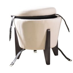 Pufe Mesa Centro Baú Pés Preto Linho Cru Soft Tampo Preto - 6