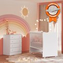 Ver imagem 1 de Berço Simples com Colchão Probel e Cômoda 777 para Quarto de Bebê Infantil Doce Sonho Branco Qmovi