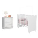 Ver imagem 4 de Berço Simples com Colchão Probel e Cômoda 777 para Quarto de Bebê Infantil Doce Sonho Branco Qmovi