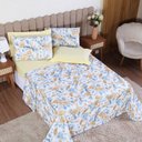 Ver imagem 1 de Jogo de Cama Queen 6p Lençol + Fronha Esmeralda Percal 100% Algodão:conchas Amarelo