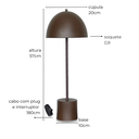 Ver imagem 3 de Luminária de Mesa Abajur Komaco Slim Marrom Cortem