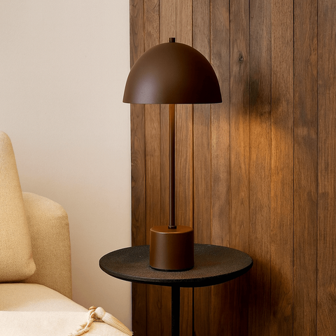 Luminária de Mesa Abajur Komaco Slim Marrom Cortem