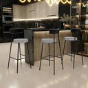 Ver imagem 2 de Kit 04 Banquetas Alta Cozinha Sala Jantar Em Aço Milão L02 Couríssimo Preto Pied Poule - Lyam Decor