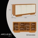 Ver mais imagens de Buffet Aparador Sala de Jantar 4 Portas Arcus 180 cm Orgânico com LED - Cedro e Offwhite
