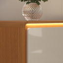 Ver imagem 5 de Buffet Aparador Sala de Jantar 4 Portas Arcus 180 cm Orgânico com LED - Cedro e Offwhite