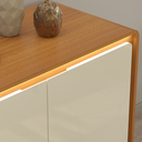 Ver imagem 4 de Buffet Aparador Sala de Jantar 4 Portas Arcus 180 cm Orgânico com LED - Cedro e Offwhite
