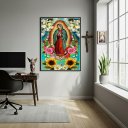 Ver imagem 2 de Quadro Mexicano Nossa Senhora de Guadalupe - 70x50cm:moldura Branca