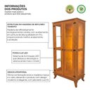 Ver imagem 2 de Cristaleira Bella Luna Madeira Maciça com LED 2 Portas de Vidro Vintage Clássica Castanho