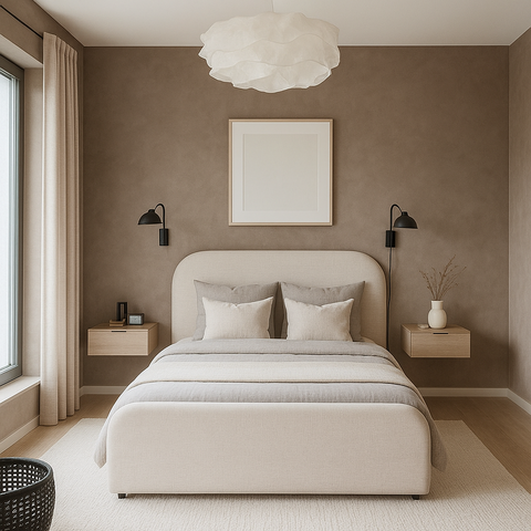 Cama Casal Estofada Moderna Estilo Conforto Sofisticação Linho Off White