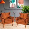 Kit 2 Poltronas Decorativa Opala Suede Capuccino - Terracota - Suede - 1
