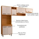 Ver imagem 4 de Cozinha Compacta 3 Peças 258x218 cm Malta Freijo Off Acetinado Poliman