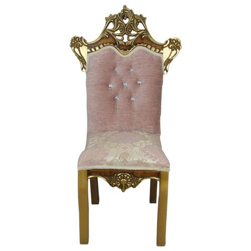 Cadeira Clássica Rosa com Detalhes Dourado - 123x65x39cm Prime Home Decor