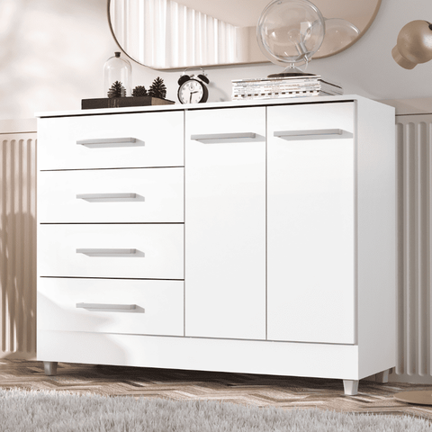 Comoda Gisele 4 Gavs 2 Portas Branco