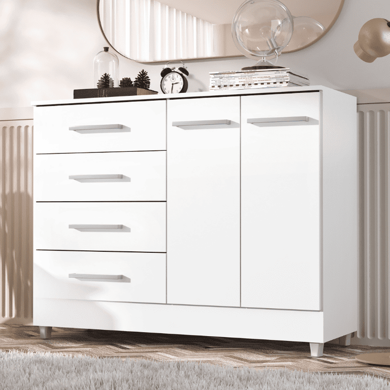 Comoda Gisele 4 Gavs 2 Portas Branco Comoda Gisele 4 Gavs 2 Portas Branco