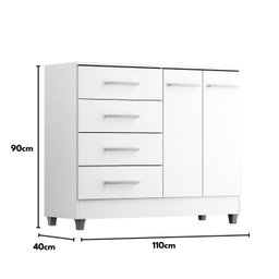 Comoda Gisele 4 Gavs 2 Portas Branco - 5