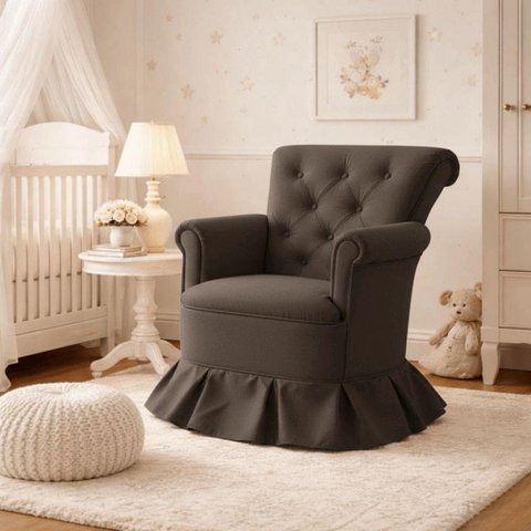 Poltrona Balanço Amentação Quarto Confortável Descanso Sala Leitura Suede Marrom