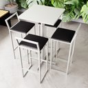 Ver imagem 1 de Conjunto Mesa Alta Bar Bistrô Quadrada Branca 4 Banquetas Confort Estofado White Don Castro