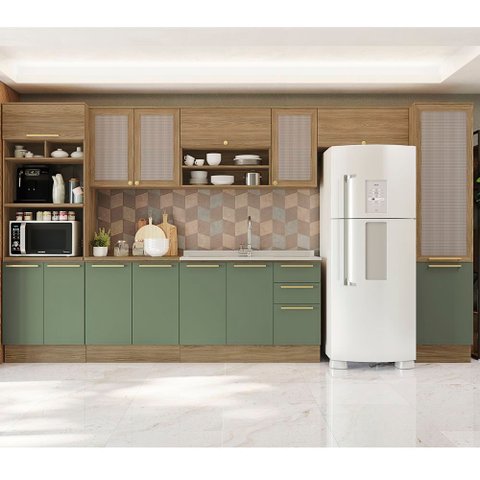 Armário de Cozinha Modulada Completa 08 Peças 4,00m Botanic Kappesberg