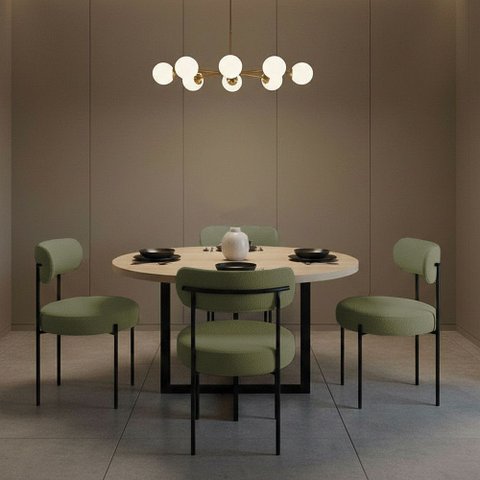 Cadeira Sala de Jantar Margara Kit 4 em Aço Preto Bouclê D03 - D'Rossi