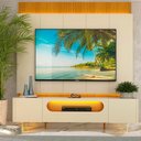 Ver imagem 1 de Rack com Painel para TV até 84 Polegadas com LED 100% MDF 218cmx268,5cm Pés em Madeira Maciça Led 1 Gaveta 2 Portas Magnífico Nobre