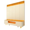 Ver mais imagens de Rack com Painel para TV até 84 Polegadas com LED 100% MDF 218cmx268,5cm Pés em Madeira Maciça Led 1 Gaveta 2 Portas Magnífico Nobre