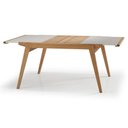 Ver imagem 1 de Mesa Jantar Extensível Embaú Nacional Móveis Retangular 140 Cm a 195 Cm Madeira Amêndoa Vidro Branco