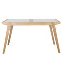 Ver imagem 2 de Mesa Jantar Extensível Embaú Nacional Móveis Retangular 140 Cm a 195 Cm Madeira Amêndoa Vidro Branco