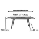 Ver imagem 5 de Mesa Jantar Extensível Embaú Nacional Móveis Retangular 140 Cm a 195 Cm Madeira Amêndoa Vidro Branco