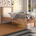 Ver imagem 2 de Cama de Solteiro Pérola Conquista Móveis Amêndoa-off White