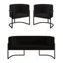 Ver imagem 1 de Kit 2 Poltronas + Sofá 2 Lugares Base de Metal Black Balaqui Preto