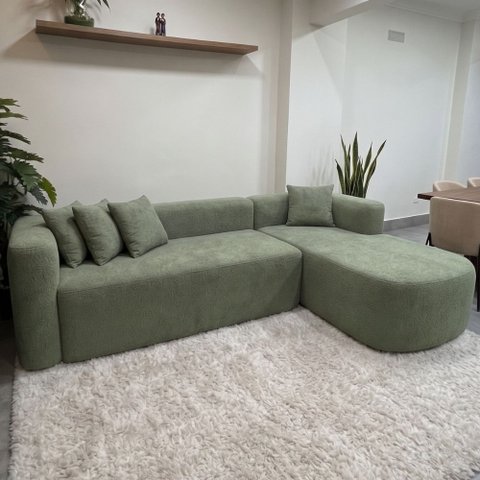 Sofá Orgânico Módulo Curvo Siena 2,6MTS Boucle Verde Oliva - Vimont Moveis