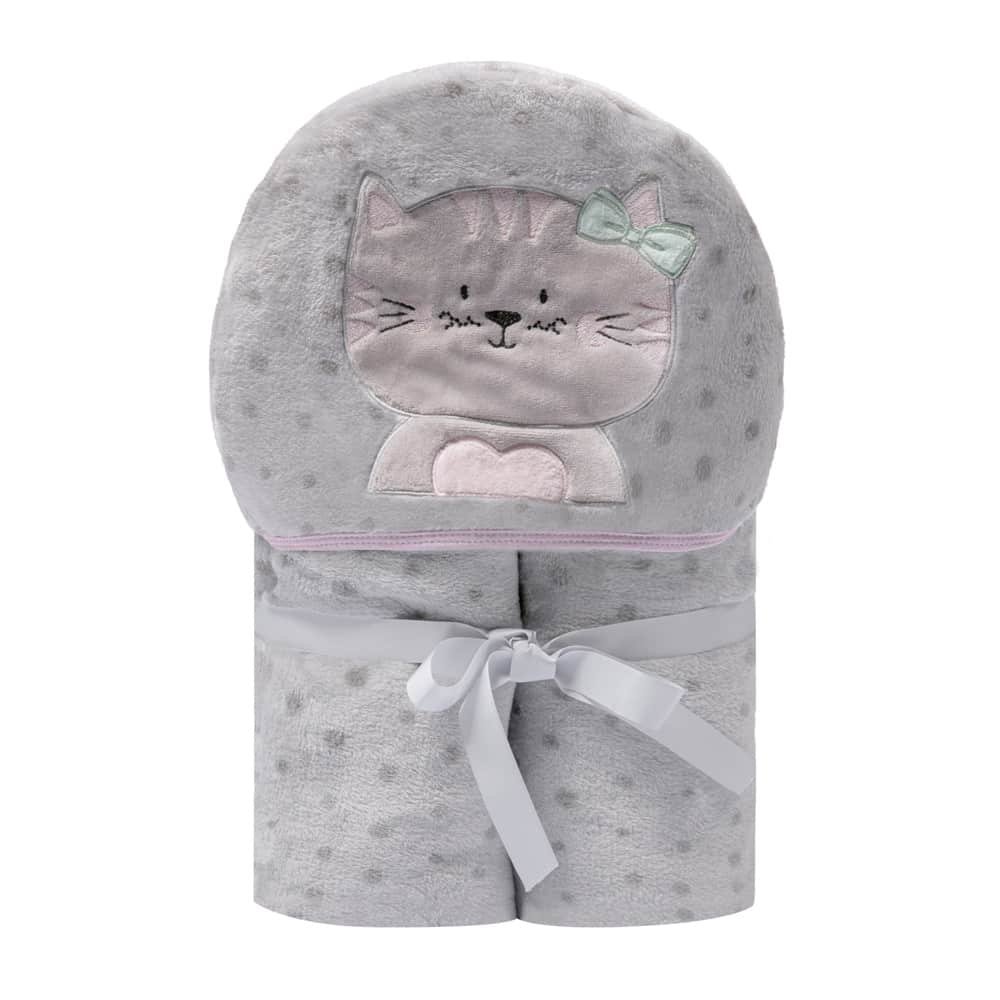 Cobertor Bordado Papi Friends Microfibra Com Capuz: Gatinha Miau - 1