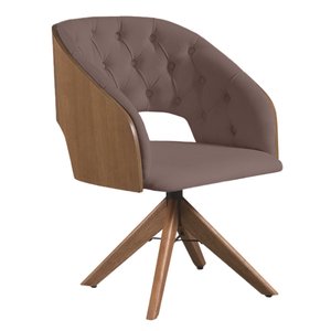 Poltrona Decorativa Giratória Núbia para Sala de Estar Veludo Capuccino - Mobília Mobília
